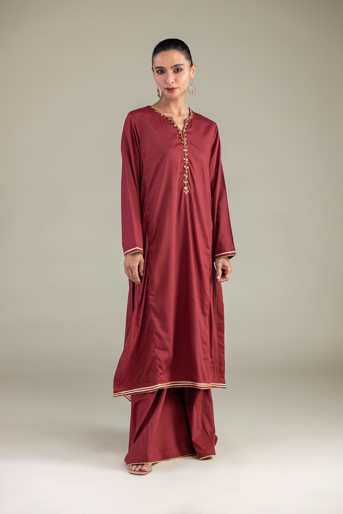 Dyed Blended Twill Kurta - 1-26-301-B-I1-VG